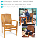 Sunnydaze Teak Wood Stackable Outdoor Patio Dining Chair