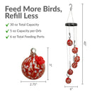 Sunnydaze Hand-Blown Glass Hummingbird Feeder Balls - Set of 6 Hanging Nectar Feeders with 6 Ports - 30 oz Capacity