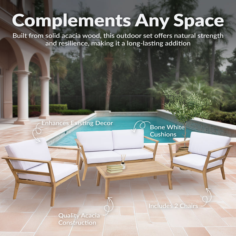 Sunnydaze Bodie 4-Piece Patio Furniture Set - Outdoor Patio Conversation Set