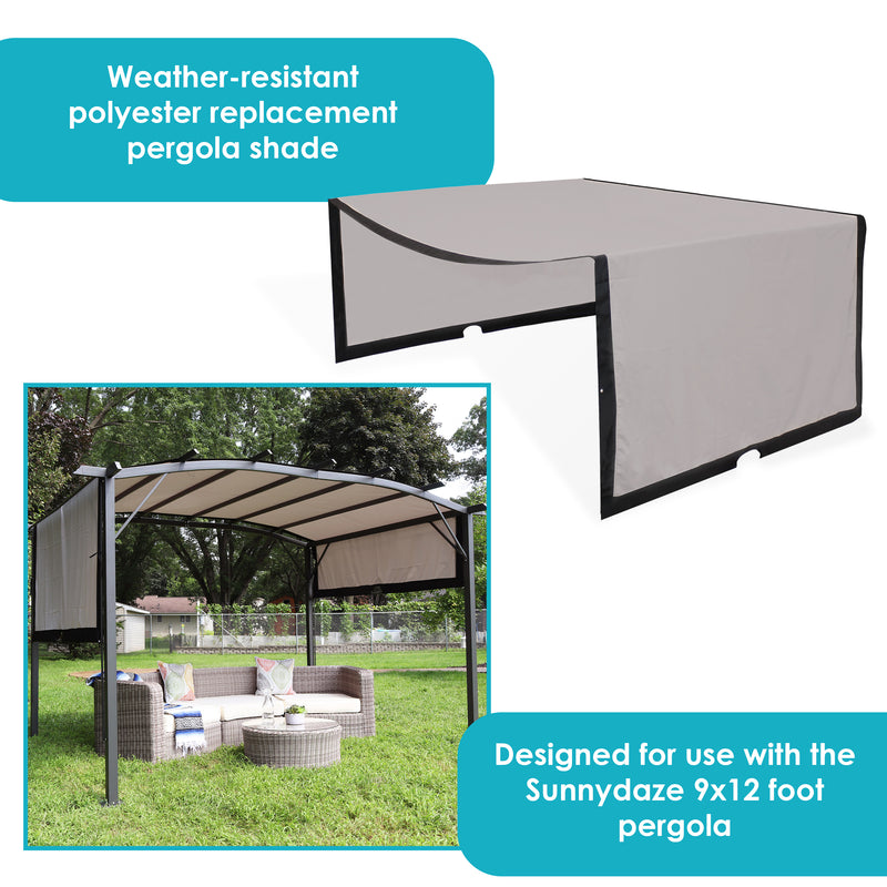 Sunnydaze 9'x12' Replacement Retractable Pergola Canopy Shade Only