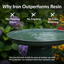 Sunnydaze Gleeful Garden Metal Outdoor Bird Bath - UV-Resistant Finish