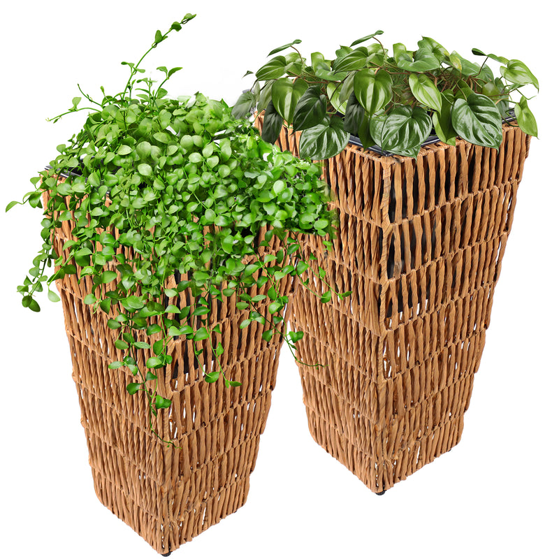 cynthia rowley indoor outdoor planter Sunnydaze Hyacinth Outdoor Poly-Wicker Planters - Set of 2