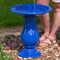 Sunnydaze Daisy Embossed Bowl Glazed Ceramic Bird Bath - Blue - 21.5" H