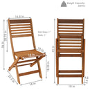 Dimension image for folding outdoor meranti wood chairs.