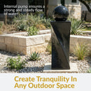 Sunnydaze Black Ball Solar Powered Fountain with Battery Backup and LED Lights - 30-Inch