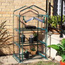 3 tier mini greenhouse with opened zipper door and clear cover