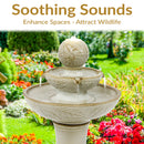 Sunnydaze Gentle Glow 2-Tier Ceramic Outdoor Fountain with LED Lights