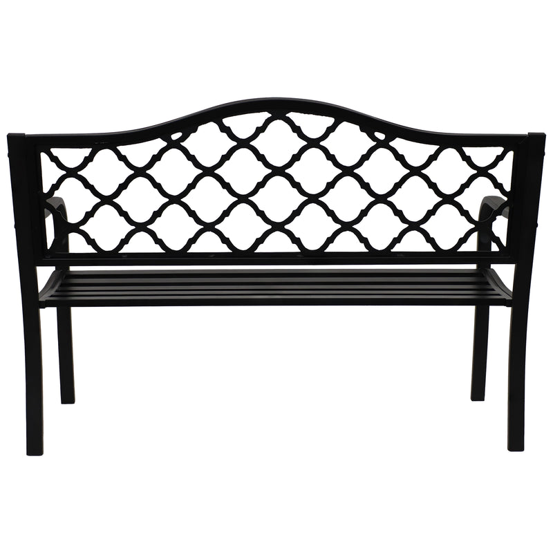 Sunnydaze 50" Outdoor Black Cast Iron Lattice Patio Bench