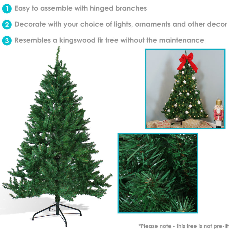 Sunnydaze Unlit Artificial Christmas Tree with Hinged Branches and Stand
