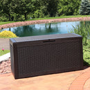 Sunnydaze Faux Rattan Outdoor Lockable Deck Storage Box  - 100-Gal.