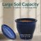 Sunnydaze Glazed Ceramic Planters with Saucers - Set of 2