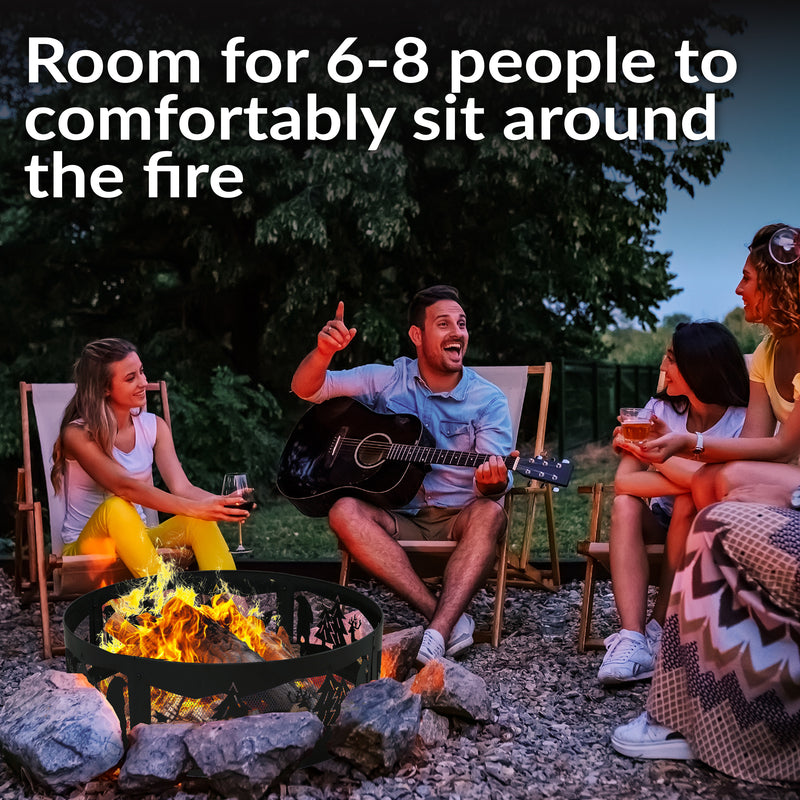 Sunnydaze Portable 36" Outdoor Fire Pit Ring with 360-Degree Cutouts