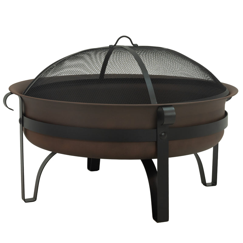 Sunnydaze Cauldron Outdoor Wood-Burning Fire Pit with Spark Screen