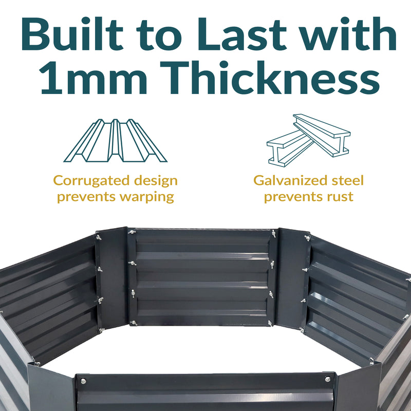 Sunnydaze Galvanized Steel Raised Garden Bed - Hexagon - 40.5"