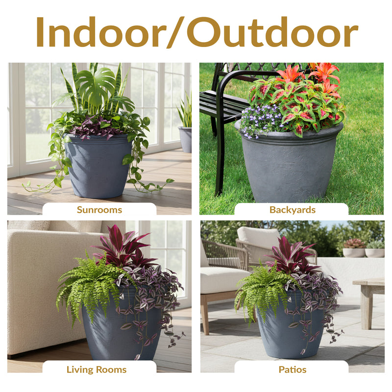 sunnydaze anjelica flower pot planter Anjelica Outdoor Flower Pot Planter Rust