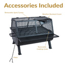 Sunnydaze Outdoor Fire Pit with Grill and Spark Screen -36" H