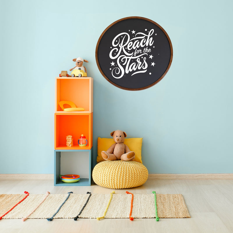 Sunnydaze 18" Round Magnetic Chalkboard for Wall with Rustic Brown Frame