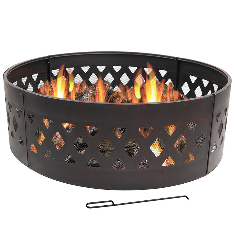 Sunnydaze Heavy Duty Crossweave Campfire Ring, 36 Inch Diameter