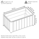 Sunnydaze Slatted Wood Planter Box with Removable Insert - 14.75” H