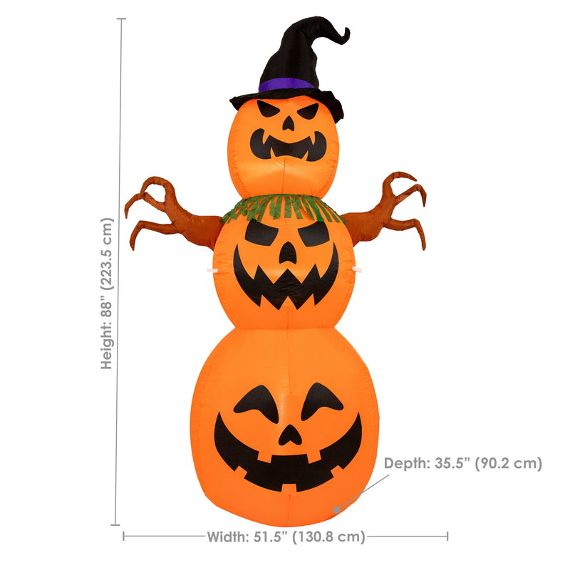 Sunnydaze 7’ Jack-O-Lantern Scarecrow Pumpkin Inflatable Halloween Decoration