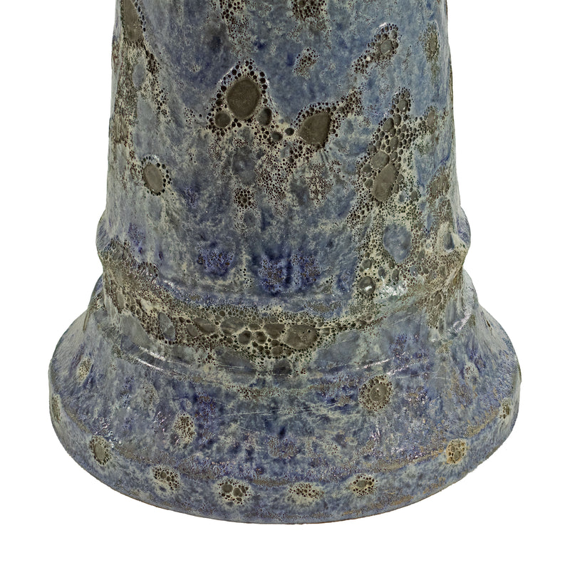 Sunnydaze Rennes Outdoor Ceramic Bird Bath - Blue Lava Finish - 22.5" H