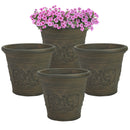 Sunnydaze Arabella Polyresin Large Round Outdoor Planter