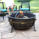 Sunnydaze Large Outdoor Cauldron Fire Pit with Spark Screen