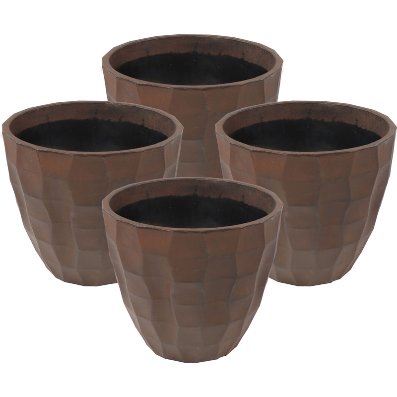 Sunnydaze Pebbled Round Outdoor Planter Pot - Dark Brown - 15.75"