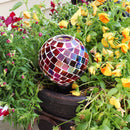 Sunnydaze Mosaic Glass Plant Watering Globe with Clay Spike