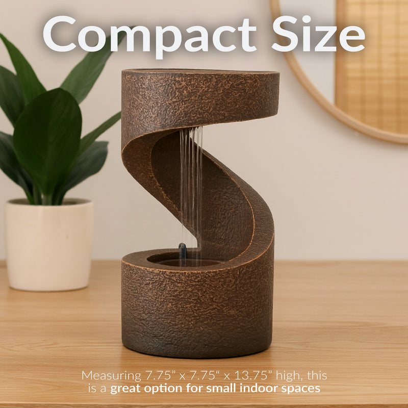 Sunnydaze Winding Showers Indoor Waterfall Fountain with LED Light - 13"