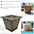 Sunnydaze Reykir Outdoor Fire Pit with Tile Tabletop and Rafa Fabric Sides