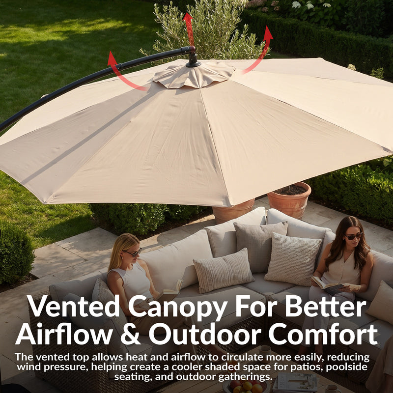 best cheap offset patio umbrella Choice Products 10ft Hanging Market w/Easy Tilt Adjustment, Polyester Shade, 8 Ribs for Backyard, Poolside, Lawn and Garden Its perfect for your gardens 10ft Cantilever Hanging Tilt Offset