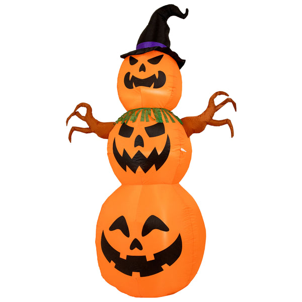 Sunnydaze 7’ Jack-O-Lantern Scarecrow Pumpkin Inflatable Halloween Decoration