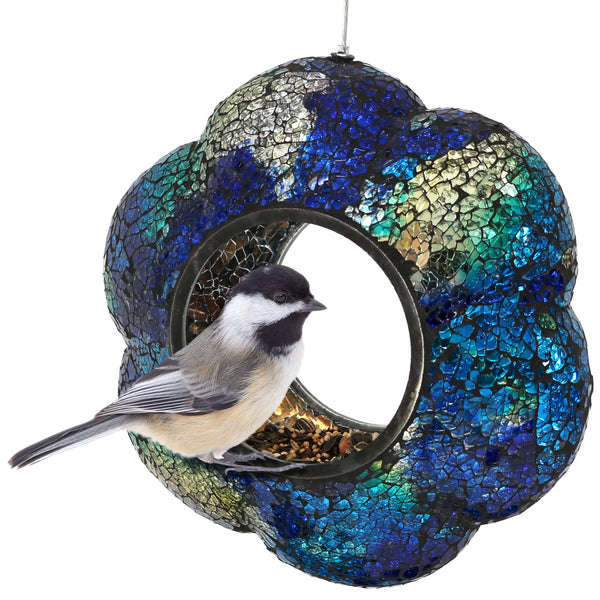 Sunnydaze Mosaic Fly-Through Hanging Bird Feeder - 6"