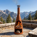 Sunnydaze 70" H Steel Outdoor Chiminea Fire Pit with Built-In Log Holder