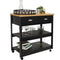 Sunnydaze Rolling Kitchen Island Cart with Drawers and Shelves - Black - 34.25" H