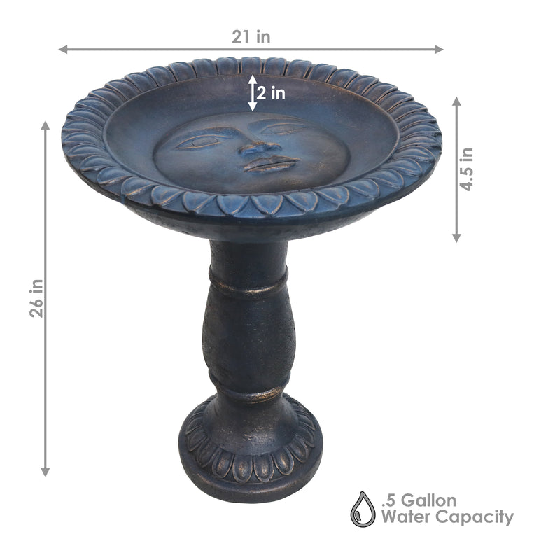 Sunnydaze Façade du Soleil Reinforced Concrete Bird Bath - 26"