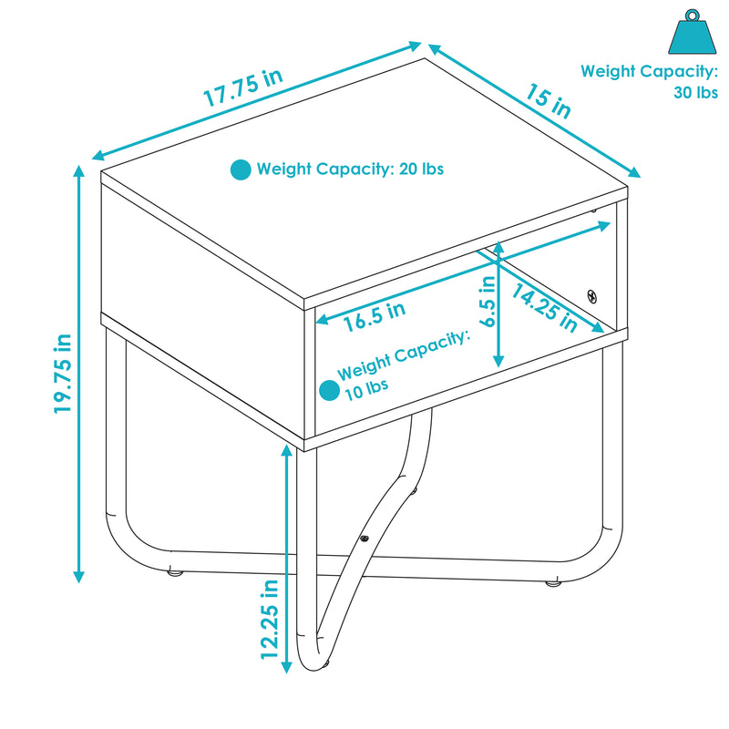 Image showing the overall product dimensions including height, depth and width.