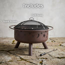 Sunnydaze Cosmic 30" Outdoor Fire Pit with Grill Grate & Spark Screen