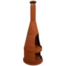 Sunnydaze 70" H Steel Outdoor Chiminea Fire Pit with Built-In Log Holder