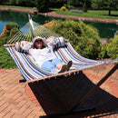 Sunnydaze 2-Person Quilted Fabric Double Hammock with Pillow