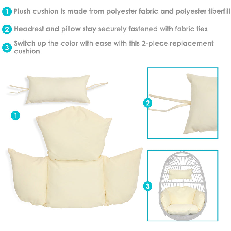 Sunnydaze Outdoor Egg Chair Cushion Replacement for Penelope and Oliver