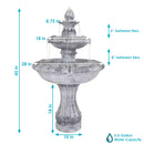 Sunnydaze 45" 3-Tier Outdoor Water Fountain - Mediterranean Reinforced Concrete