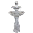 Sunnydaze 2-Tier Arcade Solar Outdoor Water Fountain with Battery Backup & LED Light - White Finish - 45" Tall