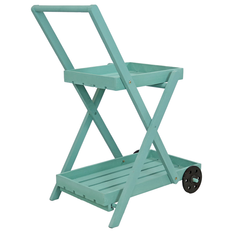 Sunnydaze 2-Tiered Flower Garden Cart - 34” H - Robin Egg Blue