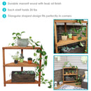 Sunnydaze Meranti Wood Teak Oil Finish 3-Tier Corner Plant Stand