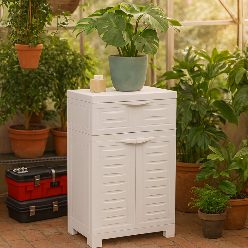 Sunnydaze Plastic Garage Storage Cabinet with Adjustable Shelf - 34.5"