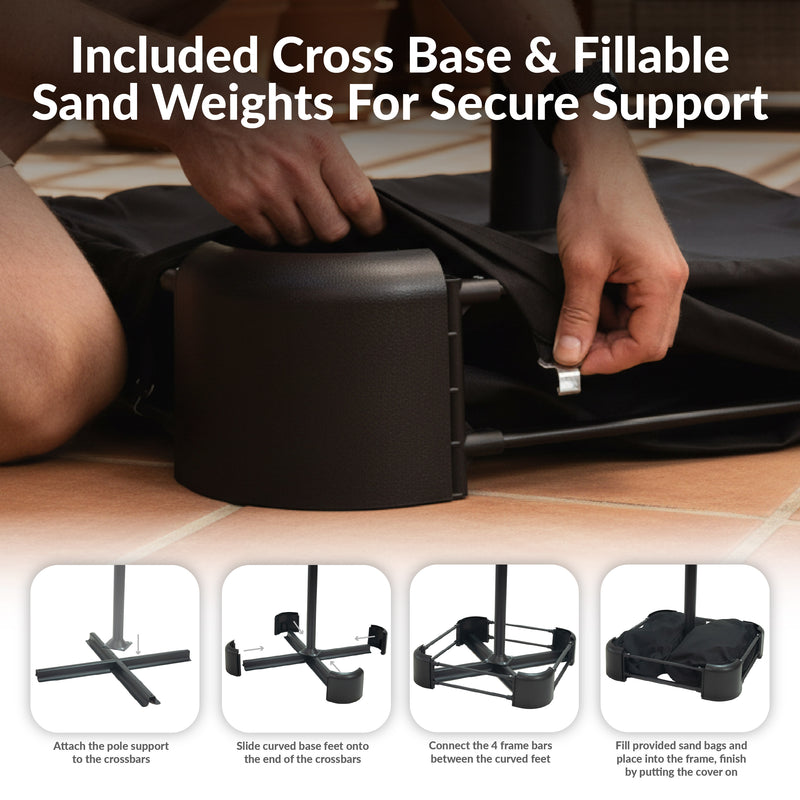 crossbar weight base for offset patio umbrella Outsunny Freestanding Base: Heavy-Duty, Adjustable Water or Sand Filling, 132/176 lbs, Black Bases by Pure Garden are guaranteed to be genuine Outsunny 4Piece 175lb Cantilever Patio