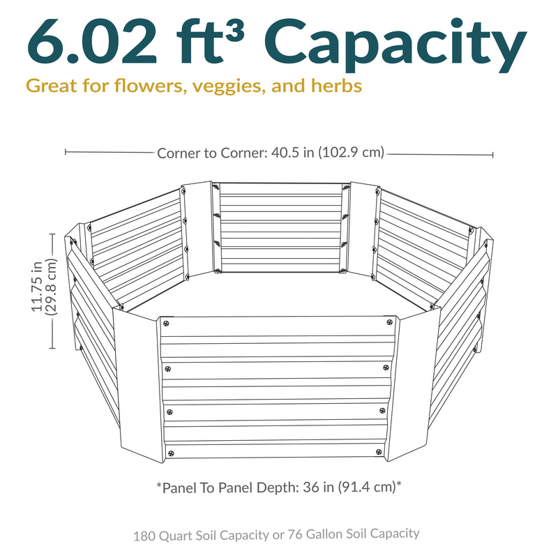 Sunnydaze Galvanized Steel Raised Garden Bed - Hexagon - 40.5"