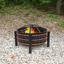 Sunnydaze Steel Wood-Burning Outdoor Fire Pit with Trapezoid Pattern and Cover - 24.5"